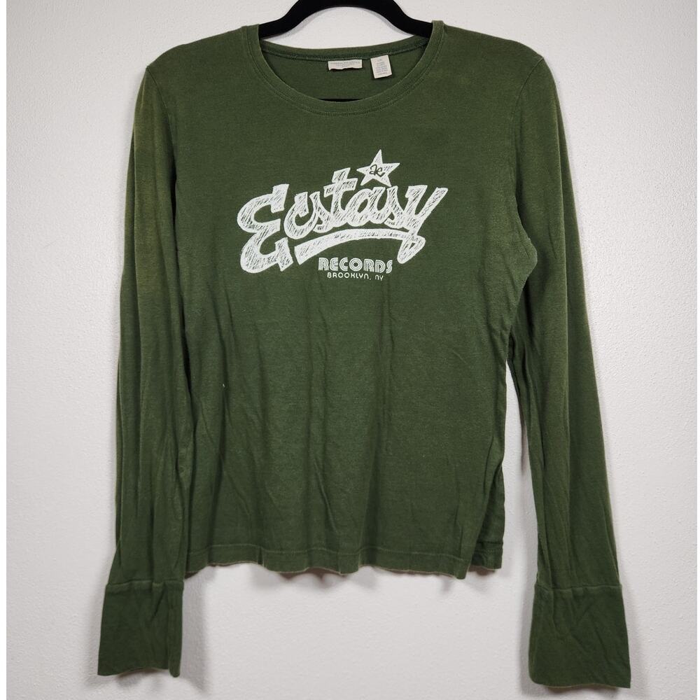 Vintage y2k American Eagle Ecstasy Records Brooklyn Mallcore Green Long Sleeve L